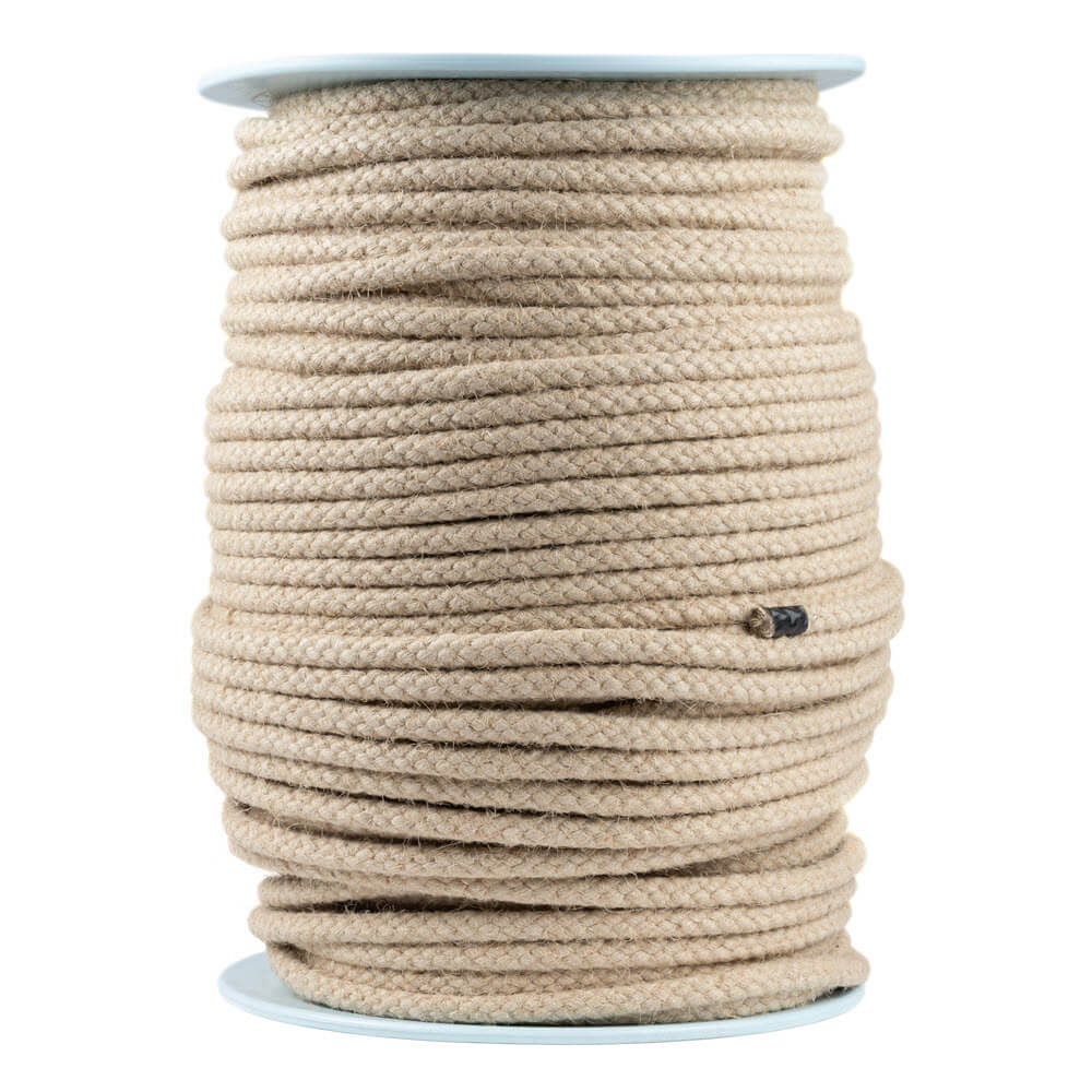 Light blue Spool of hemp rope on a white background