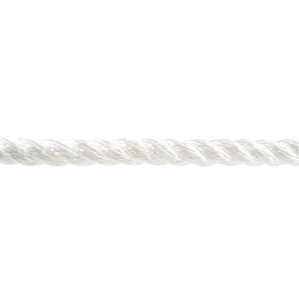 Close-up of a white kinetic towing rope on a white background