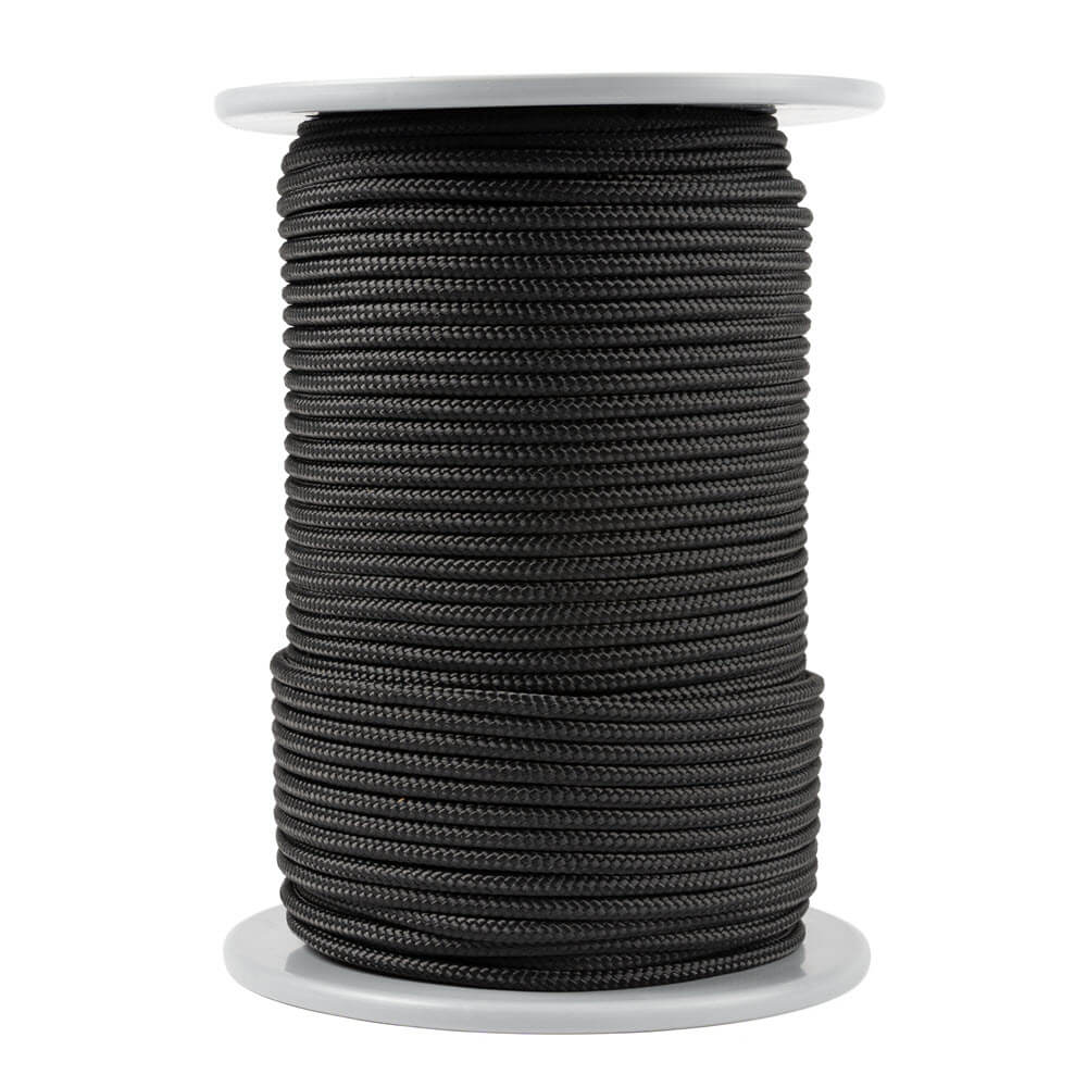 4 mm black Kevlar cord with polyester sleeve
