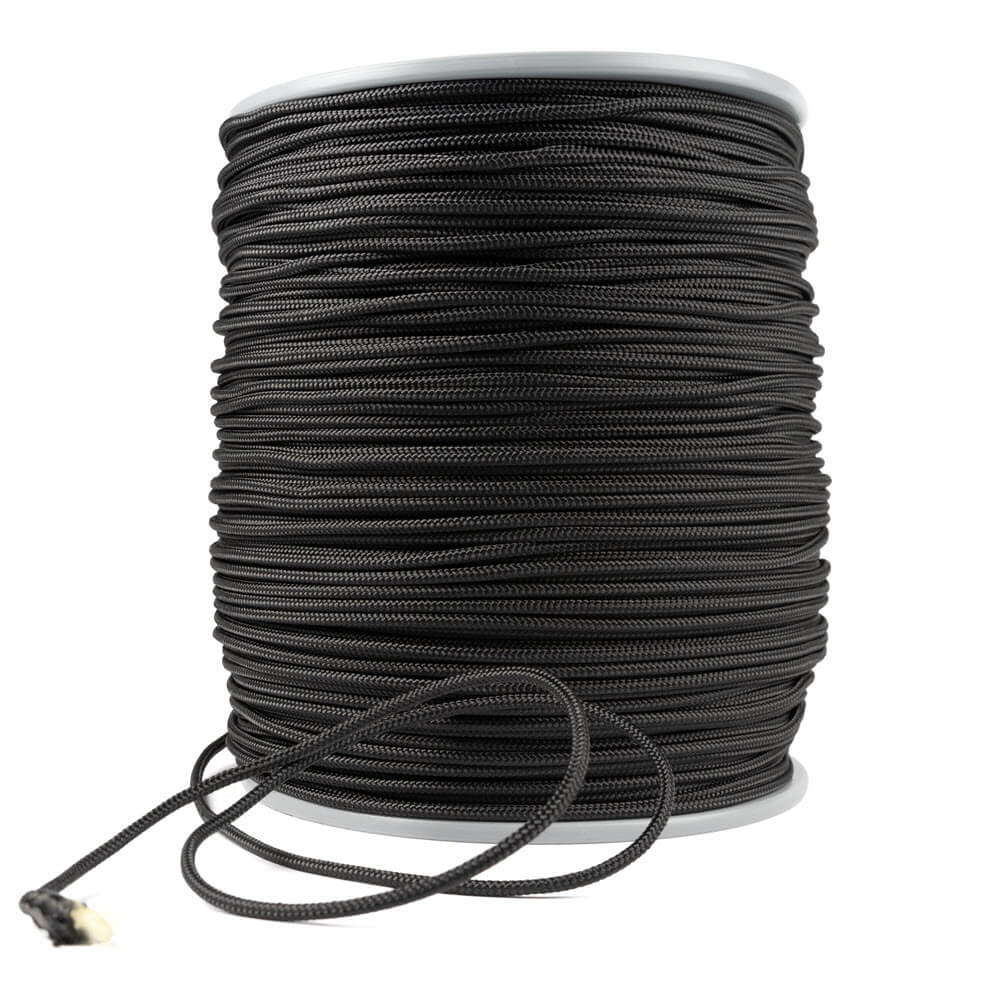 4 mm black Kevlar cord with polyester sleeve