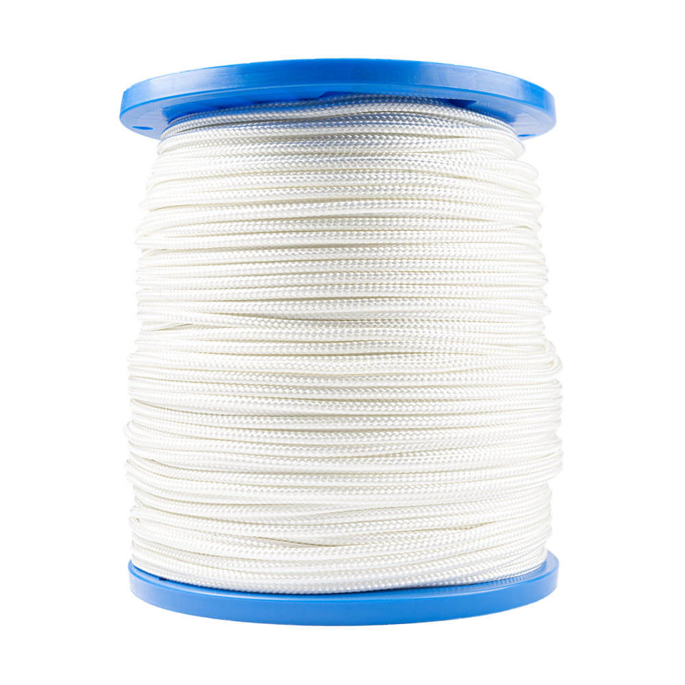 Braided polyester rope in white and black 1.5 mm to 12 mm