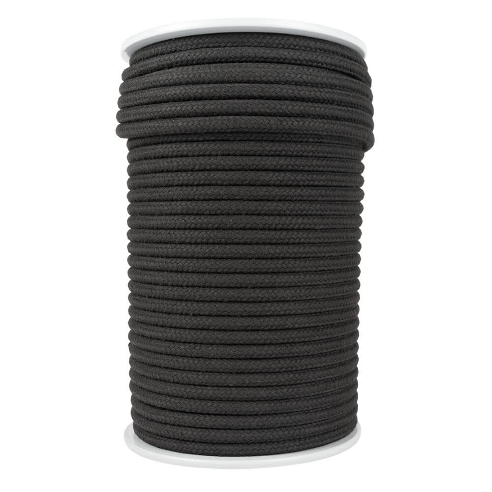 10 mm Braided Cotton Rope with Core | Black, Red & Ecru