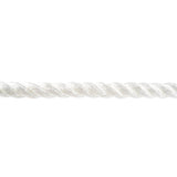 Close-up of a white kinetic towing rope on a white background