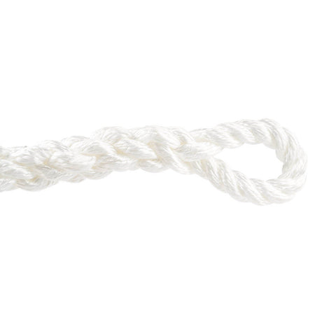 Close-up of a white towing rope 22 mm on a white background