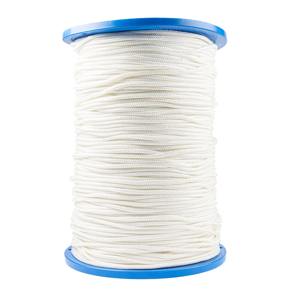 Braided polyester rope in white and black 1.5 mm to 12 mm