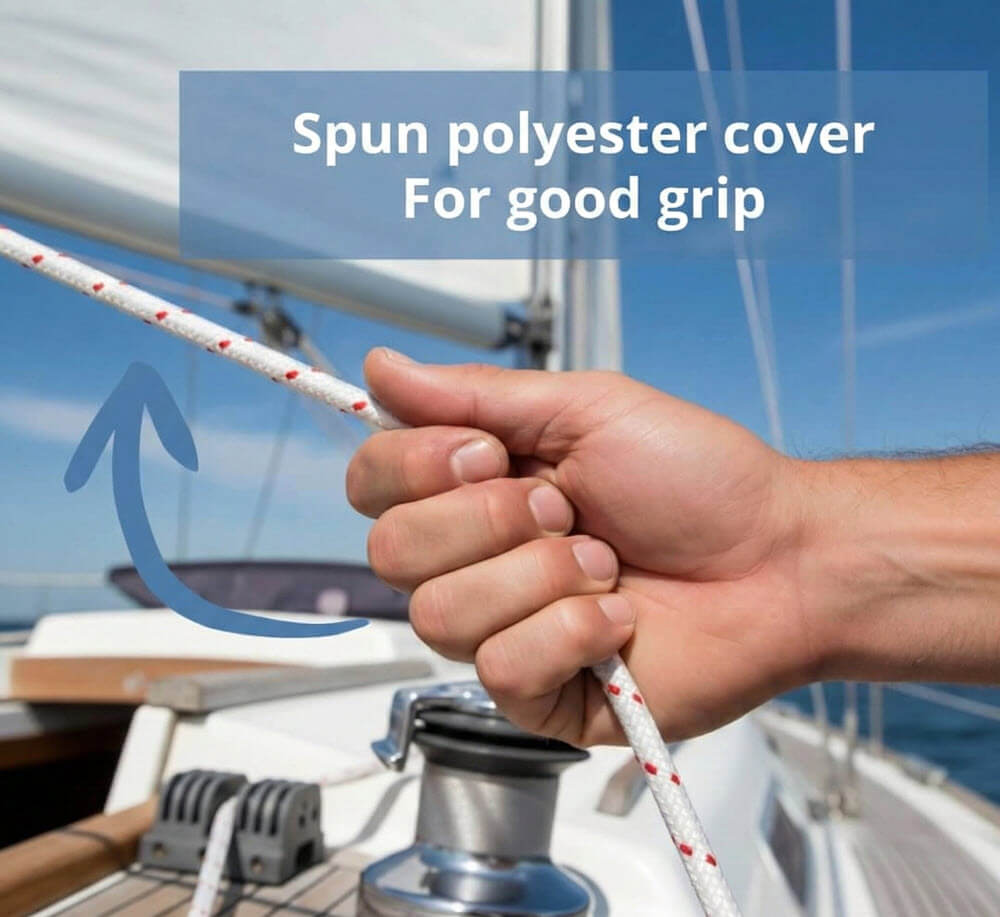 Multi-purpose, soft touch polyester Marine Rope 6 to 16 mm diameter for sheet line