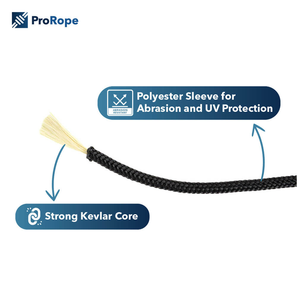 2 mm schwarzes Kevlarkabel mit Polyesterhülle 