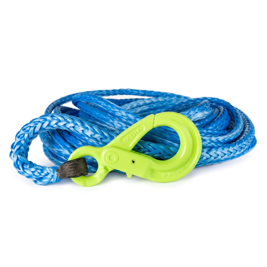Blue Prorope HMPE winch rope with green safety hook