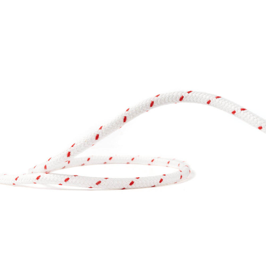 White spun polyester sheet line with red marker thread